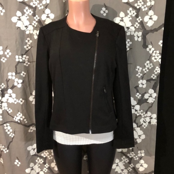 NWOT MALANDRINO Jersey Moto Zip Jacket Coat - Picture 2 of 7